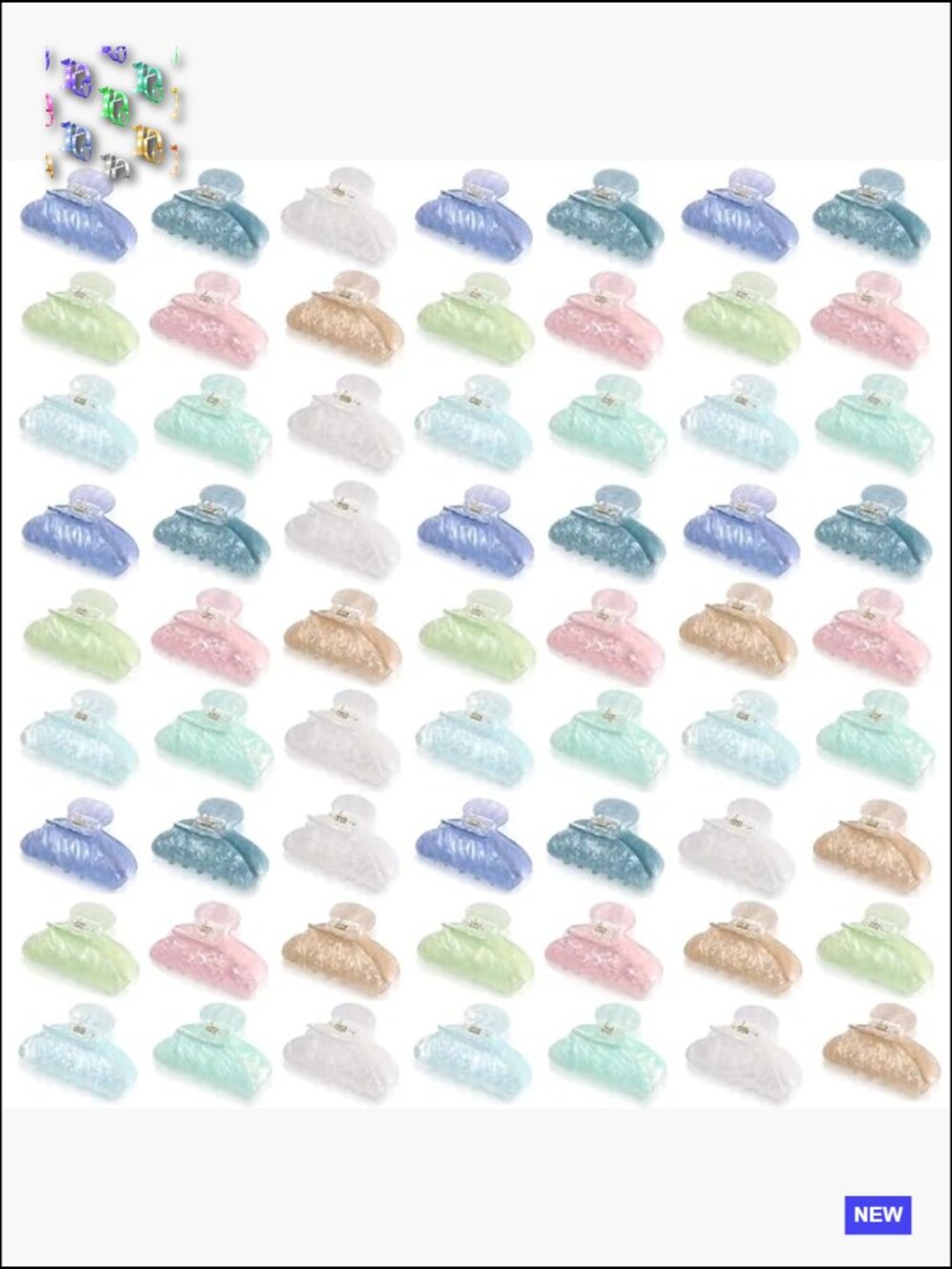 64 Large Acrylic Hair Claw Clips Bulk Non-Slip Strong Hold Barrettes Set